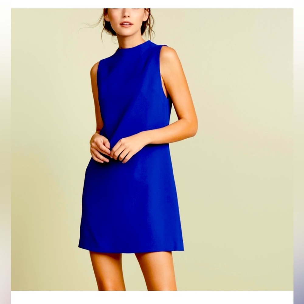 Alice + Olivia Blue Coley Crewneck A-Line Dress